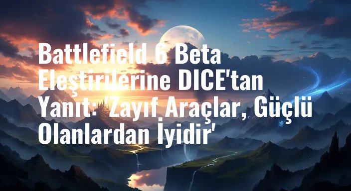 Battlefield 6 Beta Eleştirilerine DICE'tan Yanıt: 'Zayıf Araçlar, Güçlü Olanlardan İyidir'