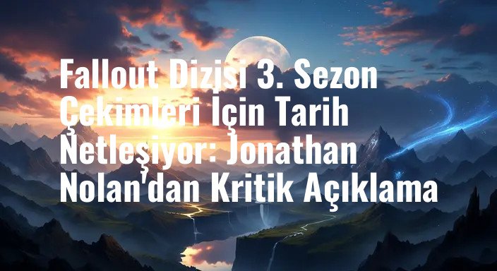 Fallout Dizisi 3. Sezon Çekimleri İçin Tarih Netleşiyor: Jonathan Nolan'dan Kritik Açıklama