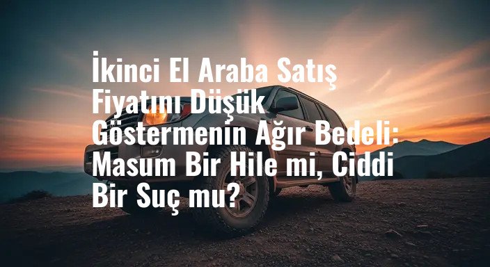 İkinci El Araba Satış Fiyatını Düşük Göstermenin Ağır Bedeli: Masum Bir Hile mi, Ciddi Bir Suç mu?
